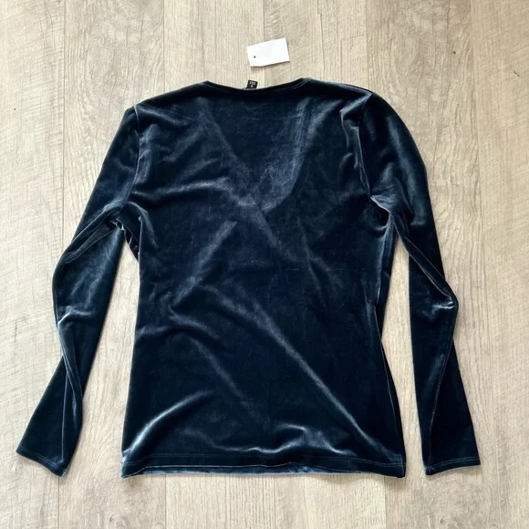 NWT J. Crew Mercantile Blue Velvet Wrap Front Top Sz Sm - Picture 9 of 9